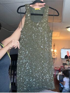 Alice + Olivia Green Sequin Mini Dress